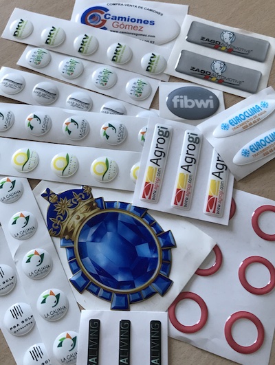 Image of stickers from various brands and custom motifs